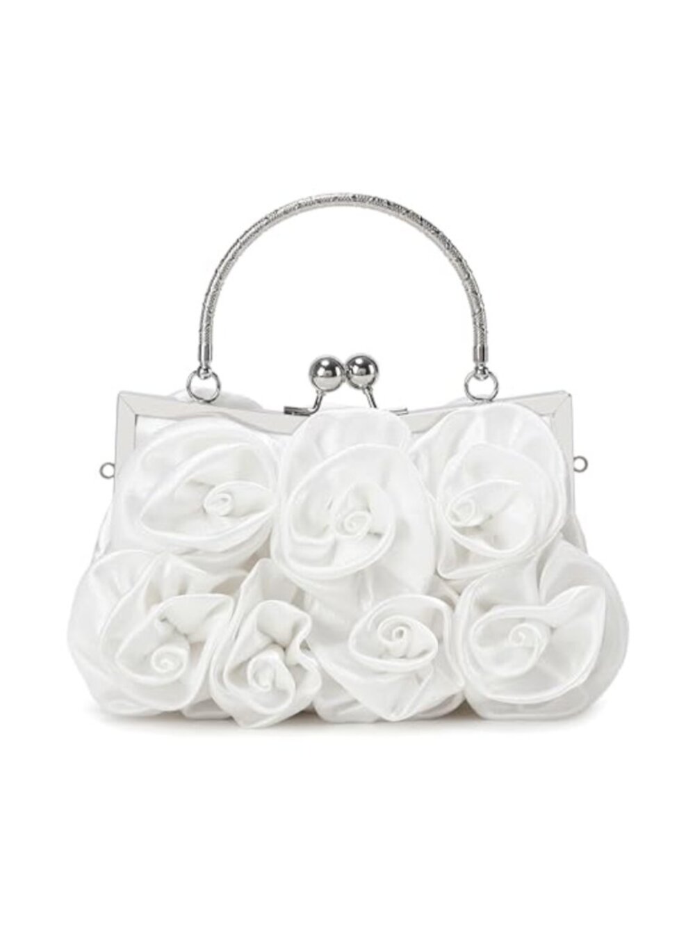 Satin Floral Clutch Purses with Detachable Chain for Wedding Party Prom